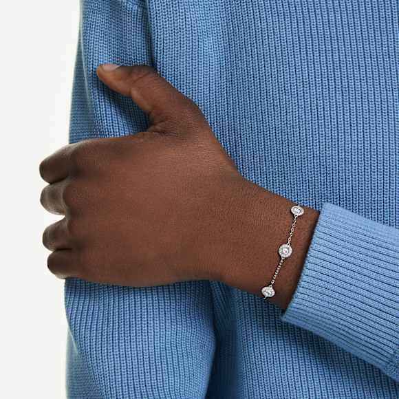 Una Angelic bracelet, Round cut, Double sided motifs, White, Rhodium plated - Swarovski, 5732272