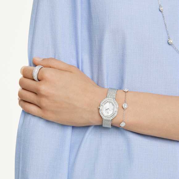 Una Angelic bracelet, Round cut, Double sided motifs, White, Rhodium plated - Swarovski, 5732272