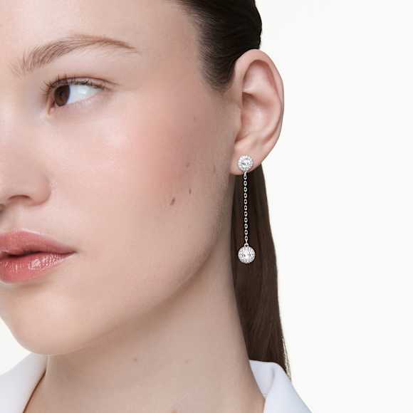 Una Angelic csepp alakú fülbevaló, Körmetszéses, Fehér, Ródium bevonattal - Swarovski, 5732273