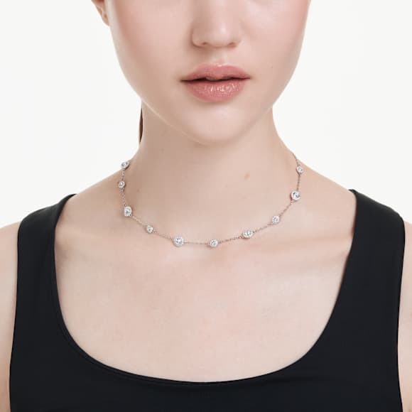 Una Angelic 項鏈, 圓形切割, 双面图案, 白色, 鍍白金色 - Swarovski, 5732275