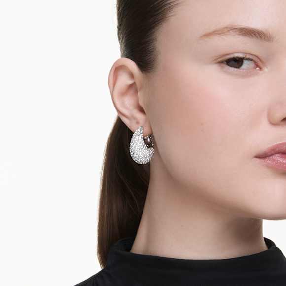 Sublima earrings, Larges, White, Rhodium plated - Swarovski, 5732281