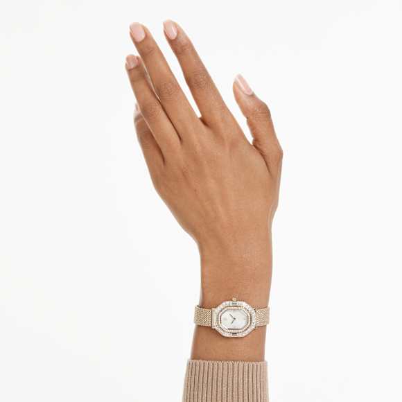 Matrix octagon watch, Metal bracelet, Gold tone, Champagne gold-tone finish - Swarovski, 5732501
