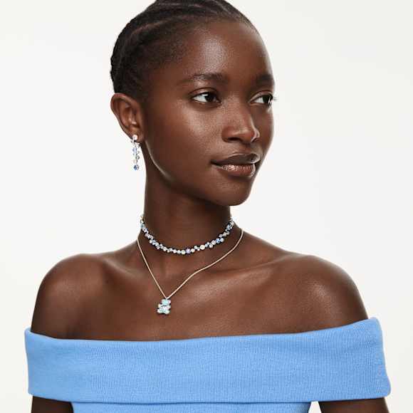 Constella drop earrings, Mixed cuts, Blue, Rhodium plated - Swarovski, 5732775