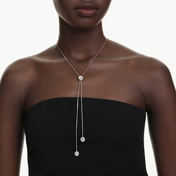 Una Angelic Y pendant, Round cut, White, Rhodium plated - Swarovski, 5733067