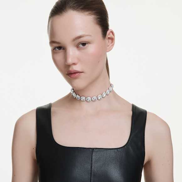 Una Angelic choker, White, Rhodium plated - Swarovski, 5733194