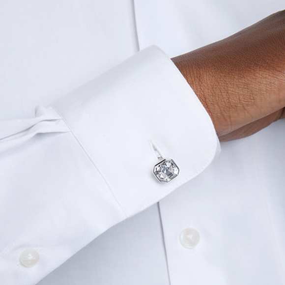 Millenia cufflinks, Octagon cut, White, Rhodium plated - Swarovski, 5733306