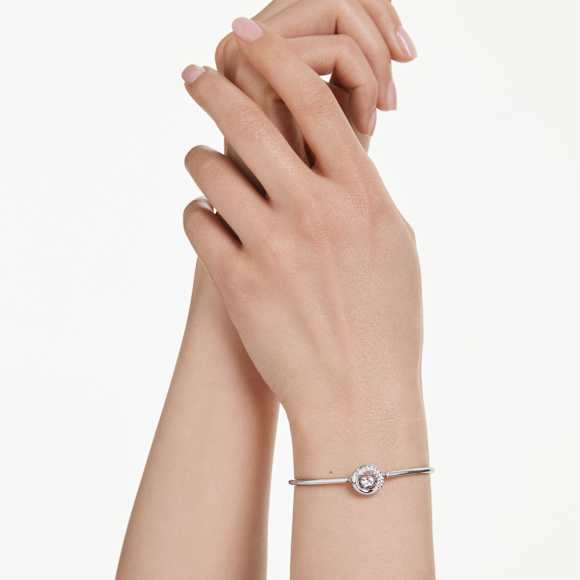 Bransoletka typu bangle Dextera, Szlif okrągły, Biała, Powłoka z rodu - Swarovski, 5733399