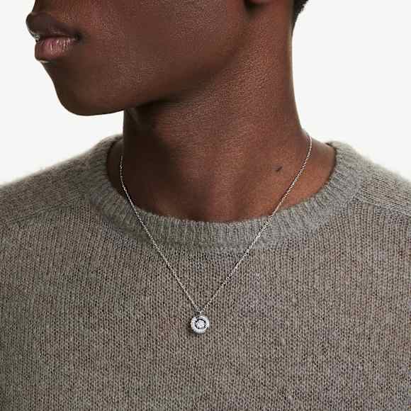 Dextera pendant, Round cut, White, Rhodium plated - Swarovski, 5733400