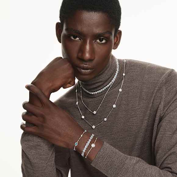 Collier Tennis Una Angelic, Taille ronde, Bleu, Métal rhodié - Swarovski, 5733402