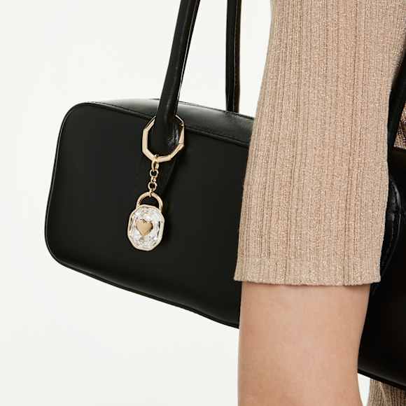 Porte-clés, Taille ovale, Blanc, Placage de ton or - Swarovski, 5733765