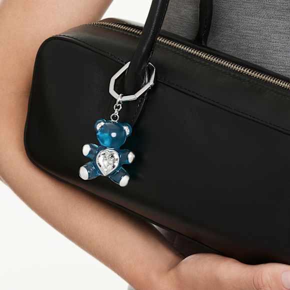 Porte-clés Teddy, Ours, Bleu, Métal rhodié - Swarovski, 5733826
