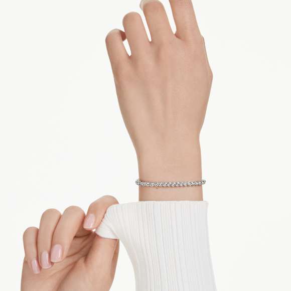 Imber Emily Tennisブレスレット, ラウンドカット, ブラック, ロジウム・プレーティング - Swarovski, 5734238