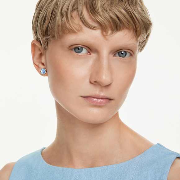 Magic stud earrings, Snowflake, Blue, Rhodium plated - Swarovski, 5734242