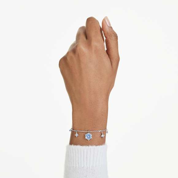 Magic bracelet, Snowflake, Blue, Rhodium plated - Swarovski, 5734244