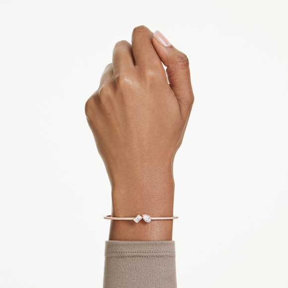 Mesmera bangle, Mixed cuts, White, Rose gold-tone plated - Swarovski, 5734247