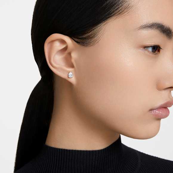Stilla 耳钉, 梨形切割, 白色, 玫瑰金色饰面 - Swarovski, 5734248