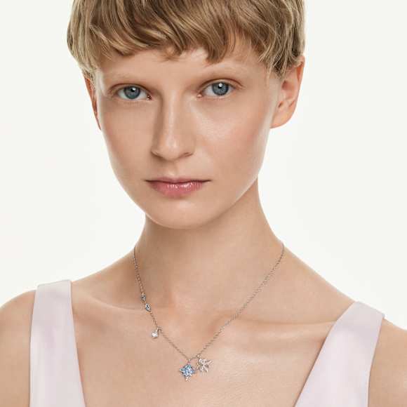 Symbolica pendant, Star, Blue, Rhodium plated - Swarovski, 5734252