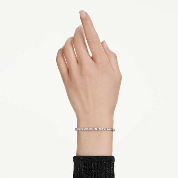 Imber Emily Tennis 手鏈, 圓形切割, 白色, 鍍白金色 - Swarovski, 5734279