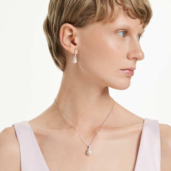 Originally 세트, 파베, 크리스털 펄, 화이트, 로듐 플래팅 | Swarovski