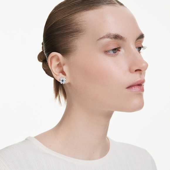 Clous d'oreilles Symbolica, Trèfle à quatre feuilles, Bleues, Métal rhodié - Swarovski, 5734545