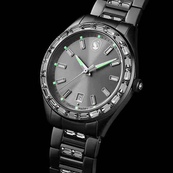 Matrix date Klocka, Tillverkad i Schweiz, Metallarmband, Silverfärgad, Rostfritt stål - Swarovski, 5734665