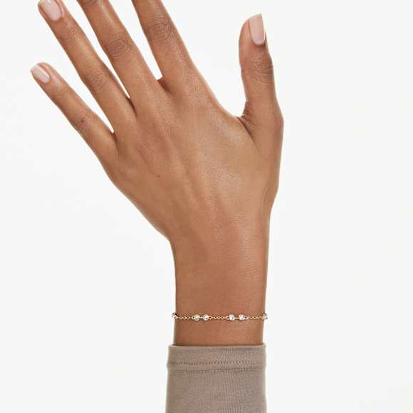 Swarovski Remix Collection strand, Round cut, White, Gold-tone plated - Swarovski, 5734677