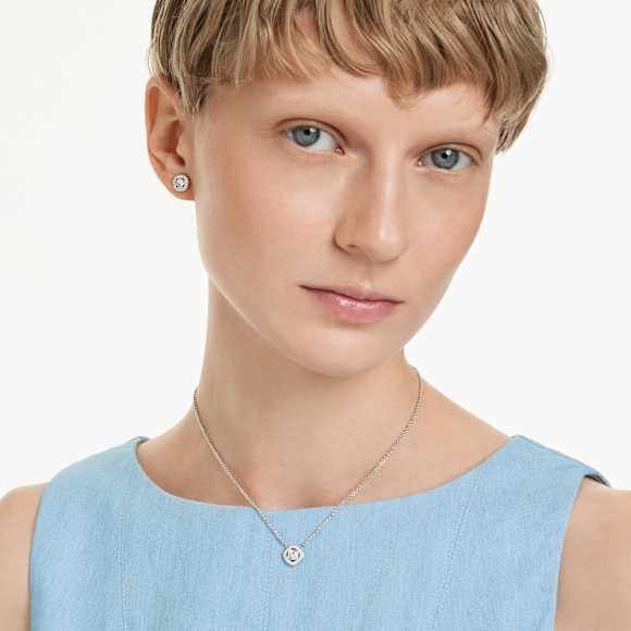 Una Angelic set, Round cut, White, Rhodium plated - Swarovski, 5734678