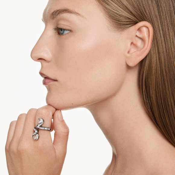 The Vienna Collection nyitott gyűrű, Madártoll, Fehér, Ruténium bevonattal - Swarovski, 5734976