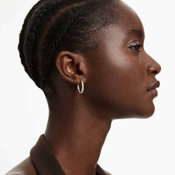 Sommerset hoop earrings, Small, White, Gold-tone plated - Swarovski, 5735020