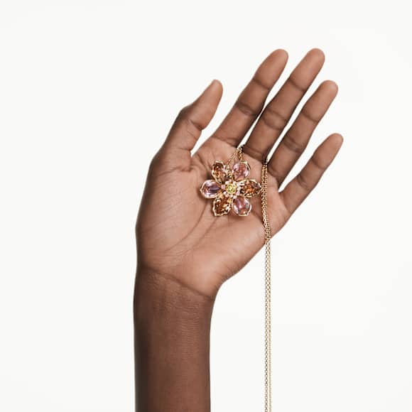 Idyllia Anhänger und Brosche, Verschiedene Schliffe, Blume, Mehrfarbig, Goldlegierungsschicht - Swarovski, 5735227