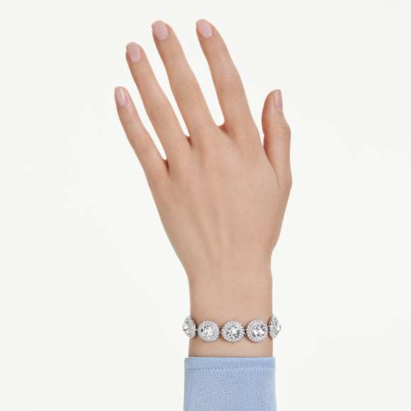 Una Angelic bracelet, White, Rhodium plated - Swarovski, 5735343