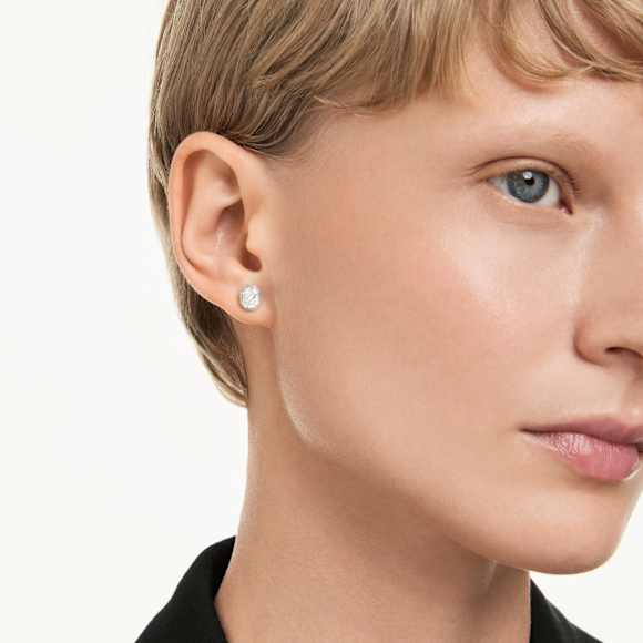 Octagon stud earrings, Lab-grown diamonds 1.0 ct tw, Octagon shape, 18K white gold - Swarovski, 5735727
