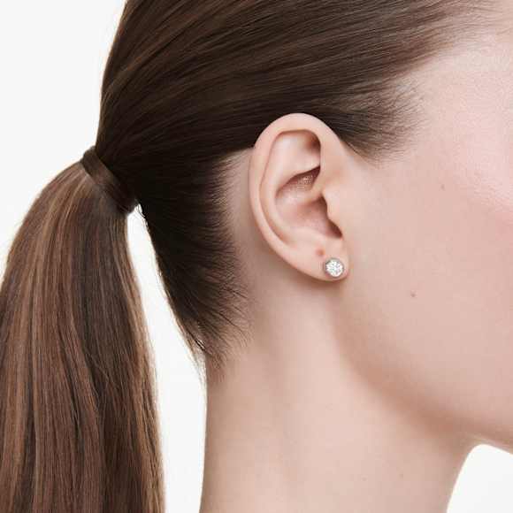 Eternity stud earrings, Lab-grown diamonds 1.0 ct tw, Octagon shape, 18K white gold - Swarovski, 5735727