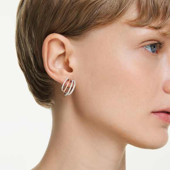Hyperbola clip earrings, Mixed cuts, White, Mixed metal finish - Swarovski, 5736944