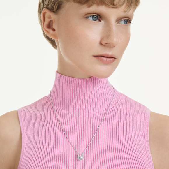 Symbolica pendant, Crystal pearl, Round cut, Pavé, Horseshoe, White, Rhodium plated - Swarovski, 5736972