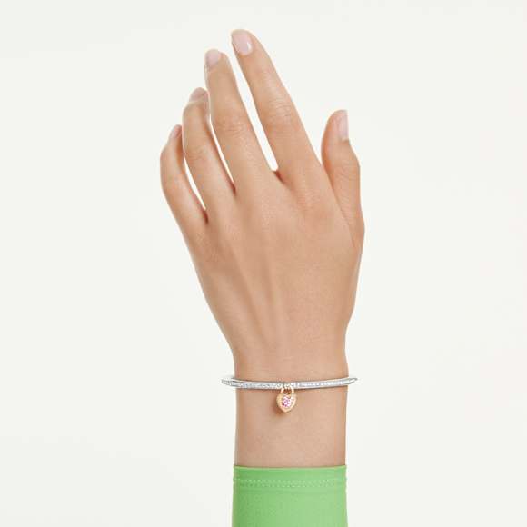 Idyllia 뱅글, 믹스 컷, 하트, 핑크, 믹스 메탈 피니시 - Swarovski, 5737265