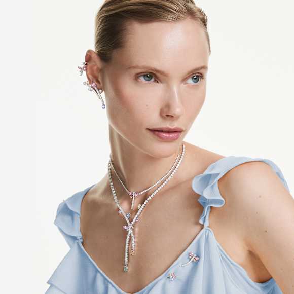 Collana a Y Ariana Grande x Swarovski, Taglio misto, Libellula, Multicolore, Placcato rodio - Swarovski, 5737425