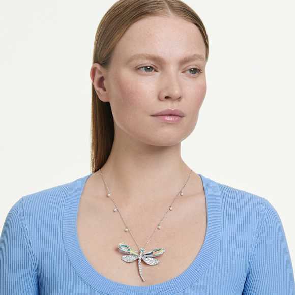 Ariana Grande x Swarovski Anhänger und Brosche, Kristallperle, Verschiedene Schliffe, Libelle, Weiß, Rhodiniert - Swarovski, 5737429