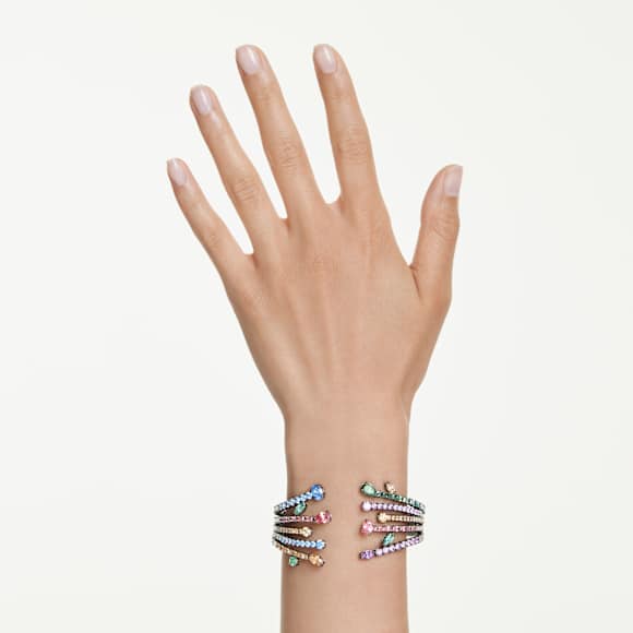 Matrix bangle, Mixed cuts, Bouquet, Multicolored, Ruthenium plated - Swarovski, 5737431