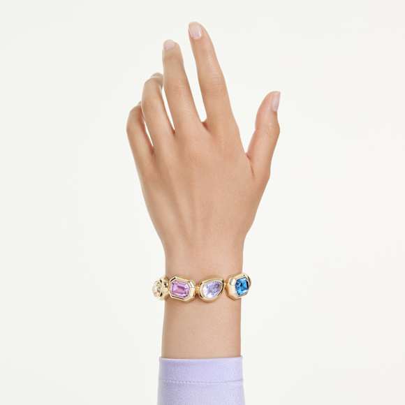 Gema バングル, オーバーサイズ クリスタル, ミックスカット, マルチカラー, 18Kゴールドコーティング - Swarovski, 5737441