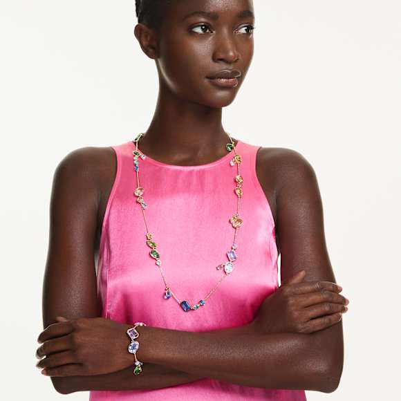 Collar Gema, Tallas mixtas, Multicolor, Baño tono oro - Swarovski, 5737457