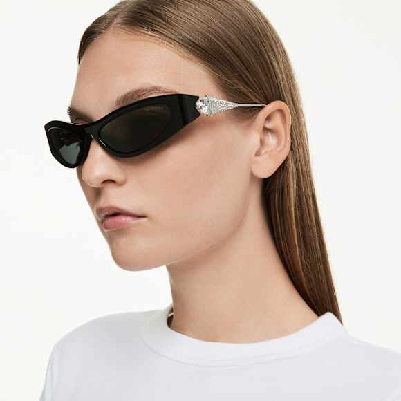 Sunglasses, Cat-eye shape, SK6046, Black - Swarovski, 5737626