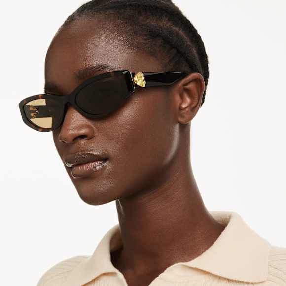 Sunglasses, Cat-Eye shape, SK6045, Brown - Swarovski, 5737643