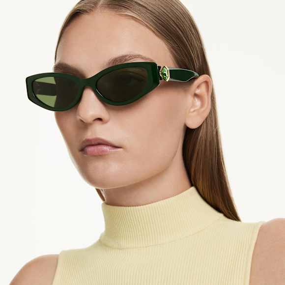 Sunglasses, Cat-eye shape, SK6045, Green - Swarovski, 5737917