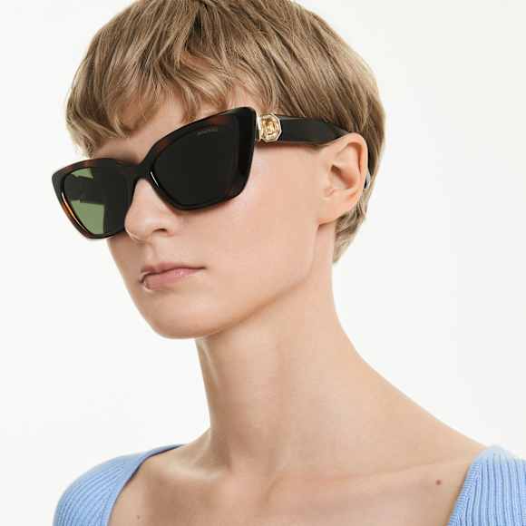 Sunglasses, Cat-eye shape, SK6047, Light brown - Swarovski, 5737924