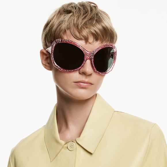 Sunglasses, Oversized, Cat-eye shape, SK6052, Pink - Swarovski, 5738137
