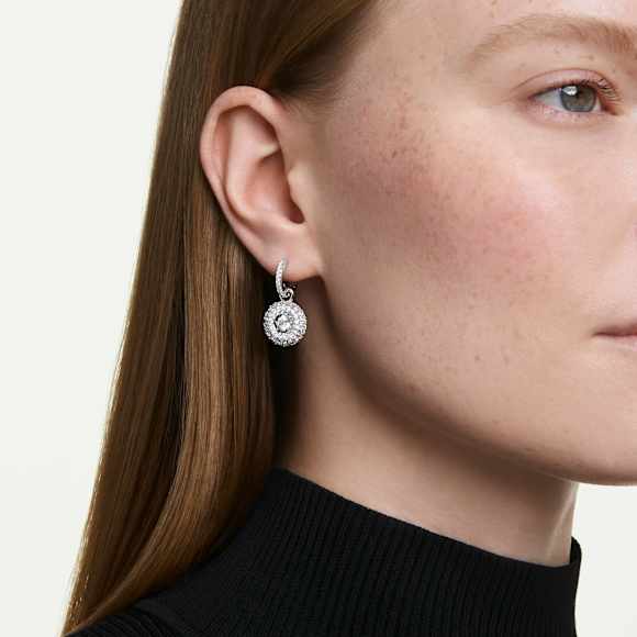 Sublima ドロップピアス, ラウンドカット, ホワイト, ロジウム・プレーティング - Swarovski, 5738193