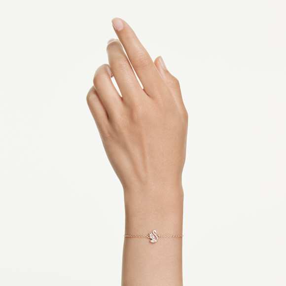 Pulsera Swan, Tallas mixtas, Cisne, Blanca, Acabado en oro rosa de 18 quilates - Swarovski, 5738202