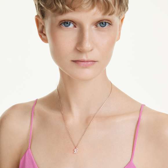 Swan pendant, Mixed cuts, Swan, White, Rose gold-tone plated - Swarovski, 5738203