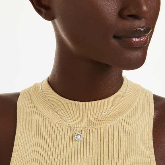 Constella 链坠, 圆形切割, 舞动宝石, 白色, 镀铑 - Swarovski, 5738247